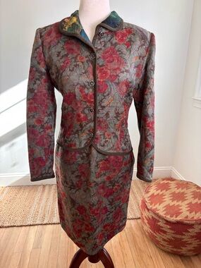 Emanuel Ungaro Parallele Vintage 1980s Skirt & Jacket Set Floral Boho Eclectic